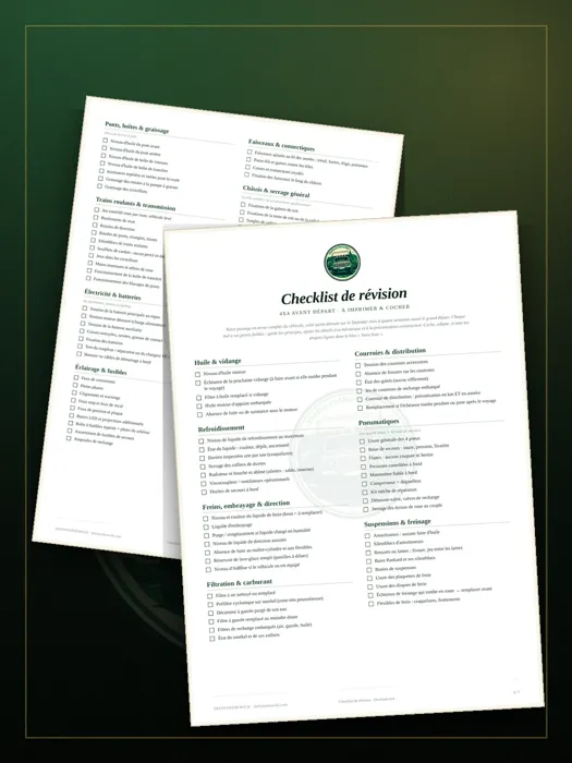 Checklist de révision 4x4 avant départ à télécharger en PDF et à cocher